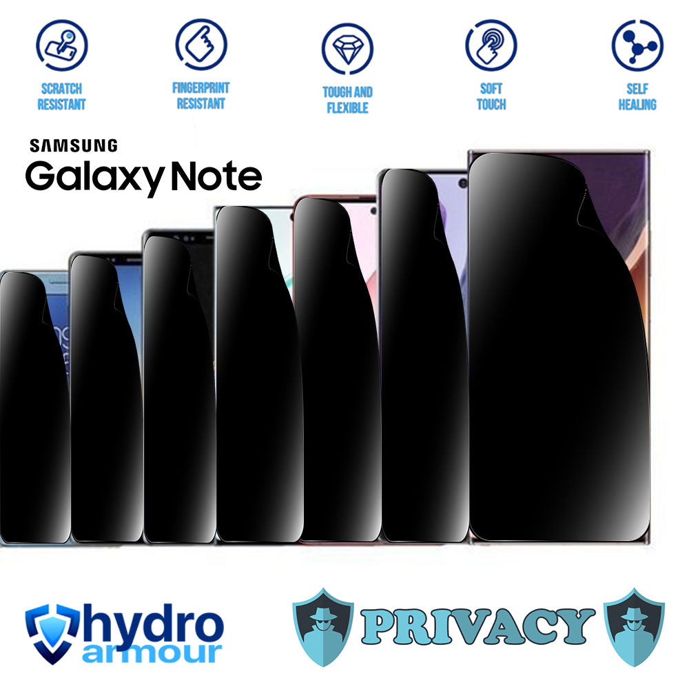 Privacy HYDROGEL Screen Protector for Samsung Galaxy Note 1 2 3 4 5 7 8 9 10 20 Ultra